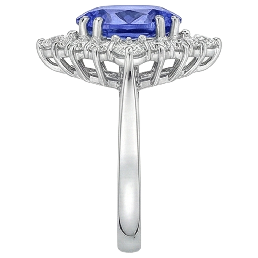 naturel oval tanzanite 5.20carats bague avec accents diamants