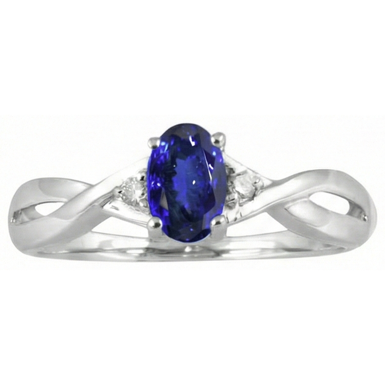 naturel oval tanzanite 1.60carats bague angle de côté