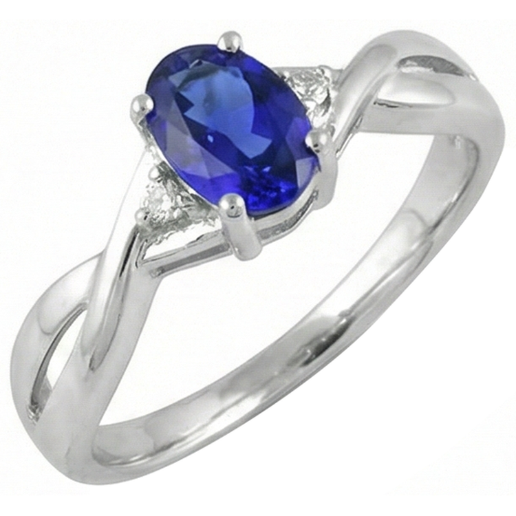naturel oval tanzanite 1.60carats bague vue de profil