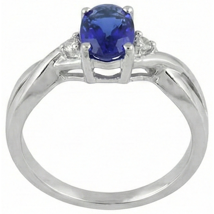 naturel oval tanzanite 1.60carats bague sur blanc