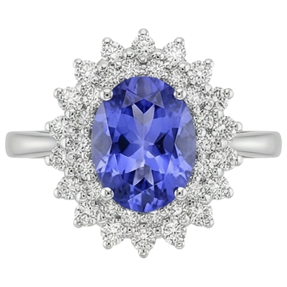 naturel oval tanzanite 11.25carats bague angle de côté