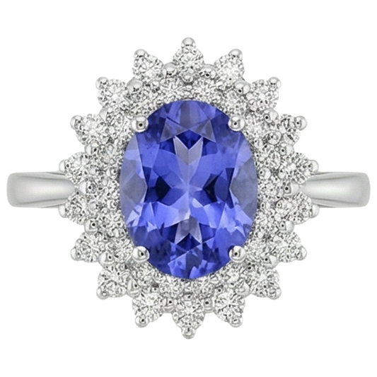 naturel oval tanzanite 11.25carats bague angle de côté