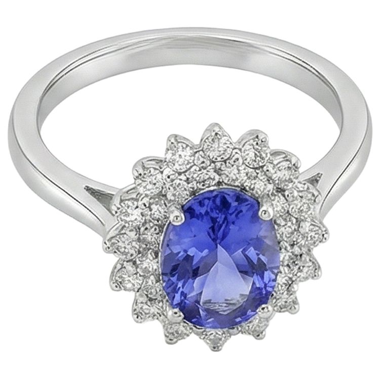 naturel oval tanzanite 11.25carats bague détail rapproché