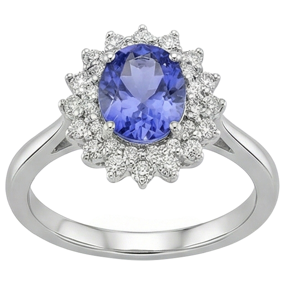 naturel oval tanzanite 11.25carats bague vue de dessus