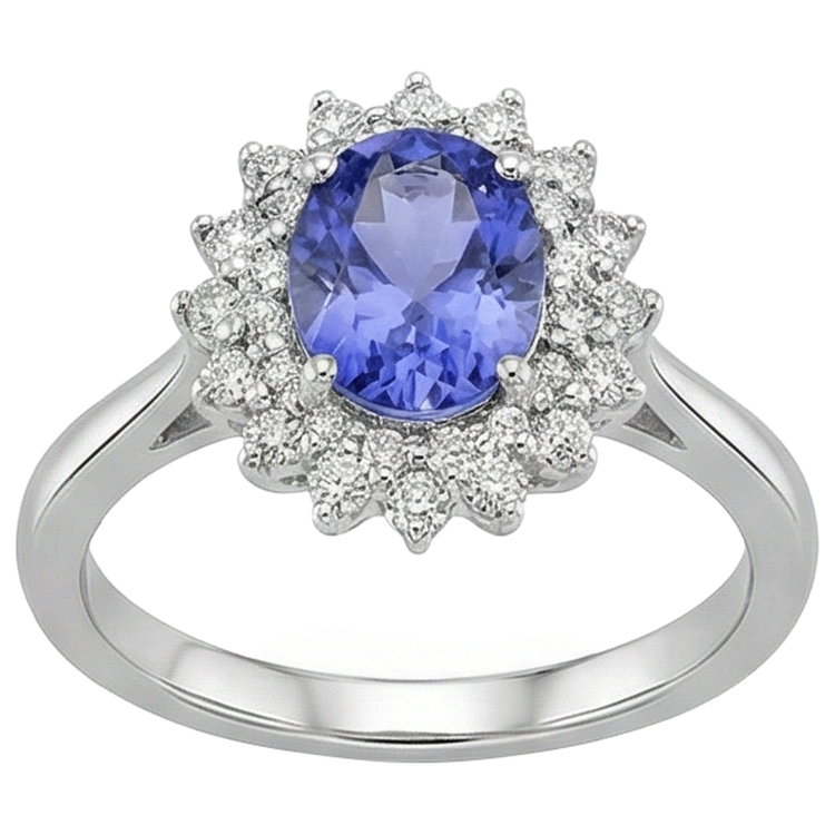 naturel oval tanzanite 11.25carats bague vue de dessus