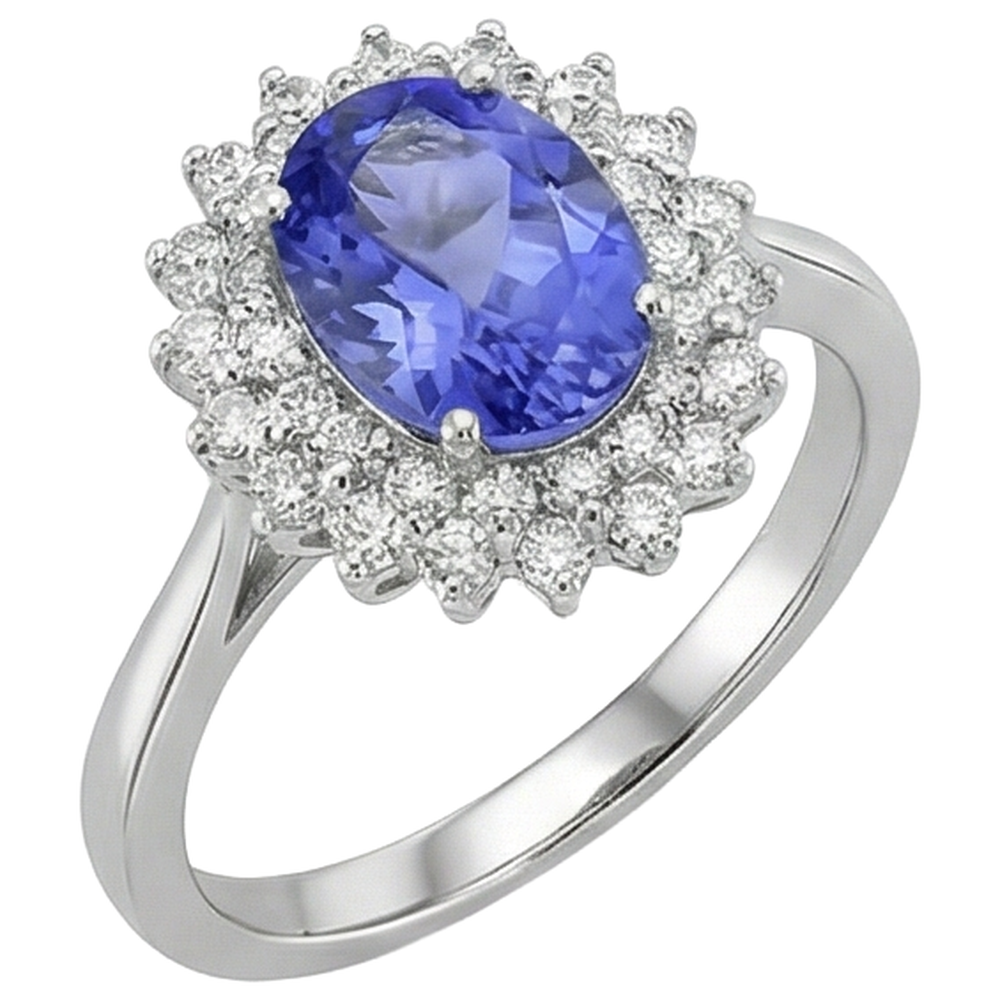 naturel oval tanzanite 11.25carats bague vue de profil