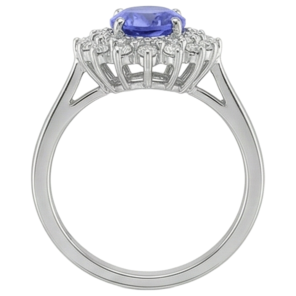naturel oval tanzanite 11.25carats bague avec accents diamants