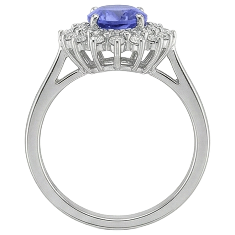naturel oval tanzanite 11.25carats bague avec accents diamants