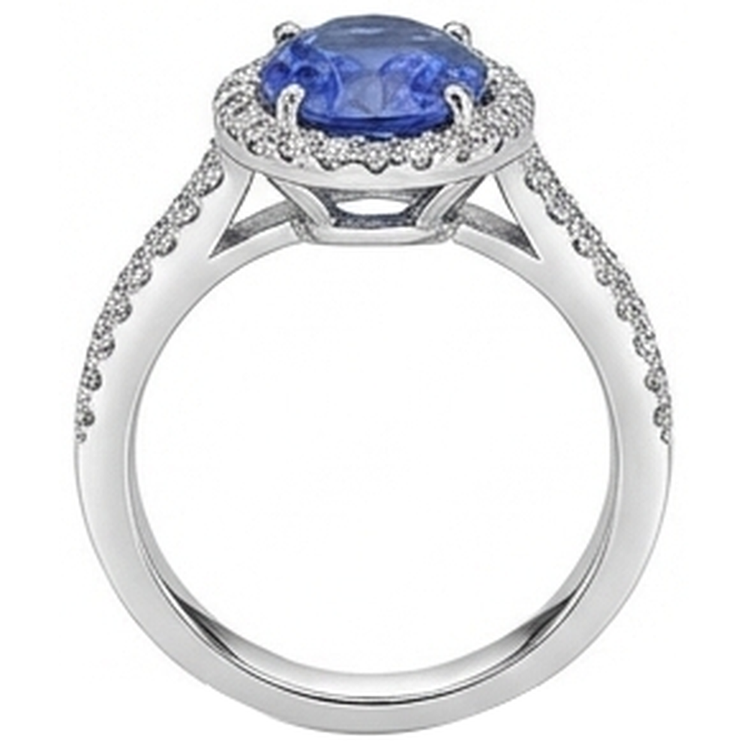 Bague Tanzanite Ovale Et Diamants Naturels Extraits des Mines ( et non cultivés en laboratoire ) Ronds 5.25 Carat Pave Diamants Naturels Extraits des Mines ( et non cultivés en laboratoire ) Neuf