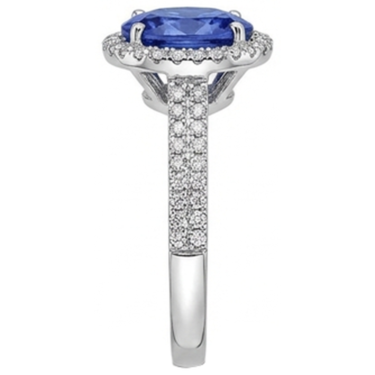 Bague Tanzanite Ovale Et Diamants Naturels Extraits des Mines ( et non cultivés en laboratoire ) Ronds 5.25 Carat Pave Diamants Naturels Extraits des Mines ( et non cultivés en laboratoire ) Neuf