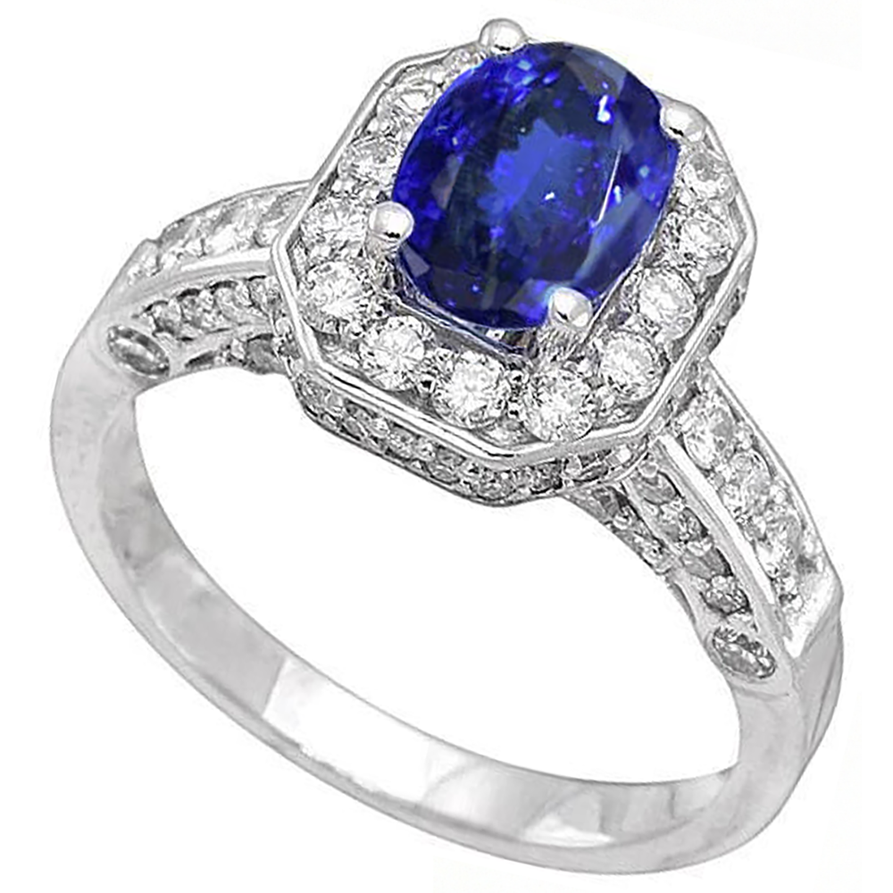 naturel round tanzanite 3.61carats bague angle de côté