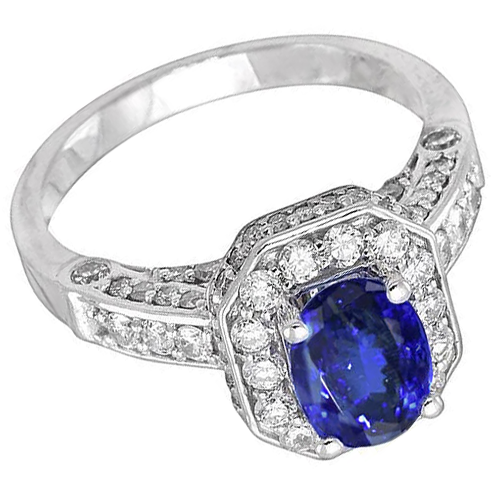 naturel round tanzanite 3.61carats bague détail rapproché