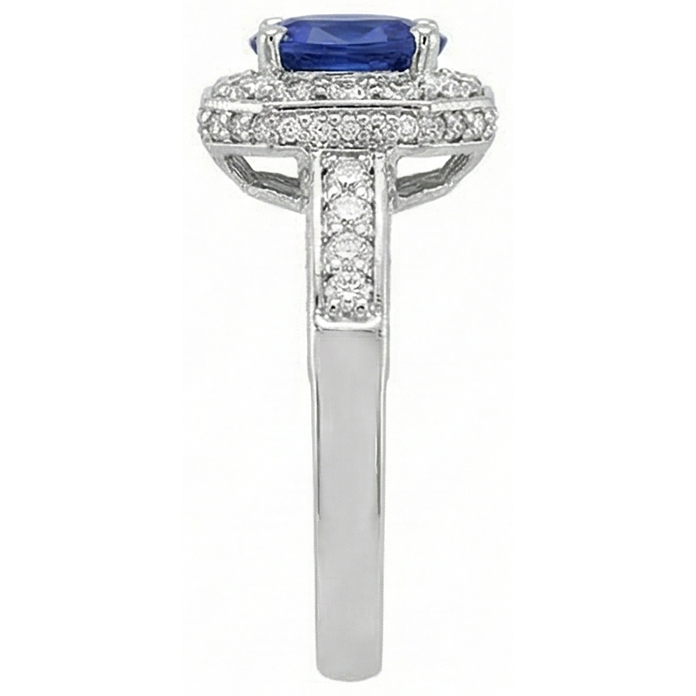 naturel round tanzanite 3.61carats bague vue de profil