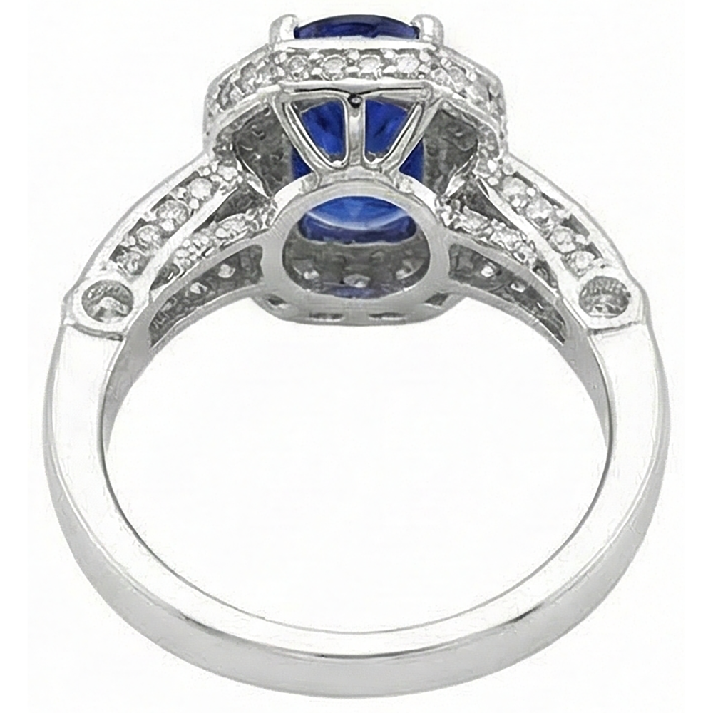 naturel round tanzanite 3.61carats bague avec accents diamants