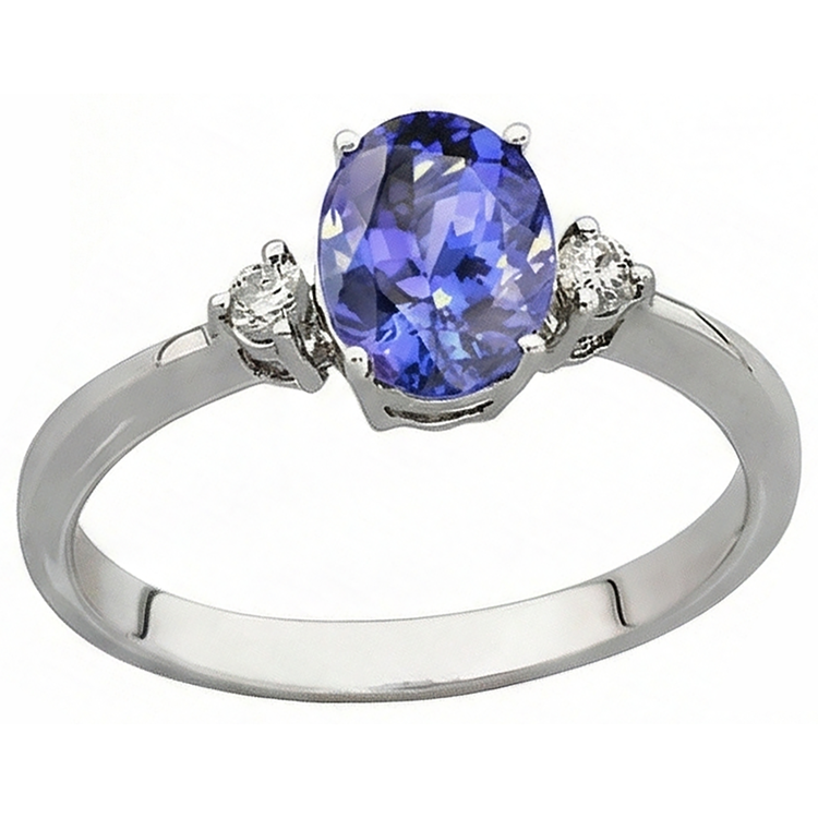 naturel oval tanzanite 1.95carats bague détail rapproché