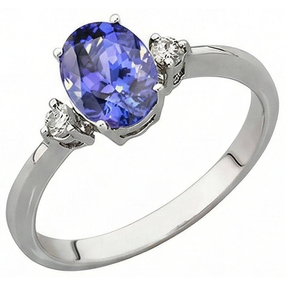 naturel oval tanzanite 1.95carats bague vue de profil