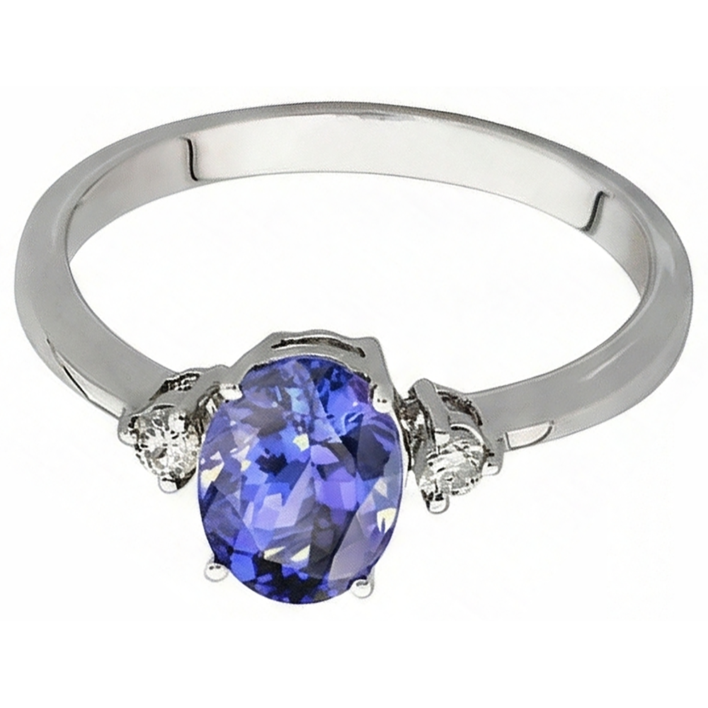 naturel oval tanzanite 1.95carats bague angle de côté