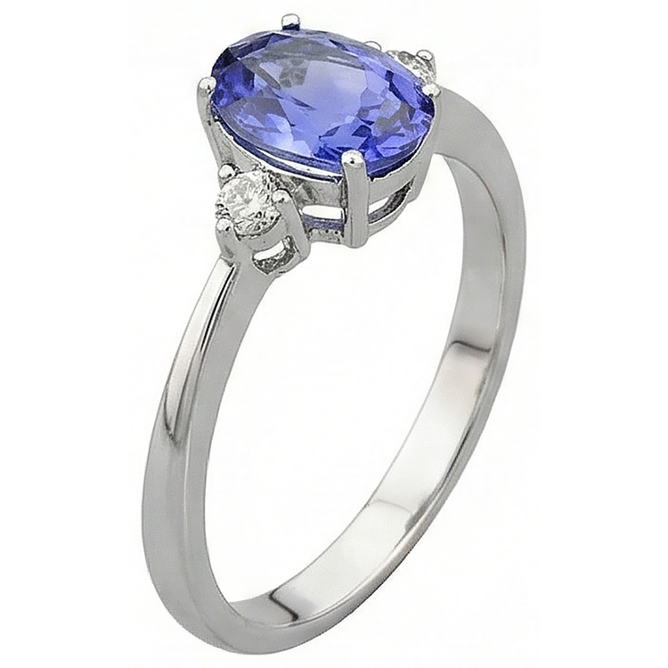 naturel oval tanzanite 1.95carats bague vue de dessus