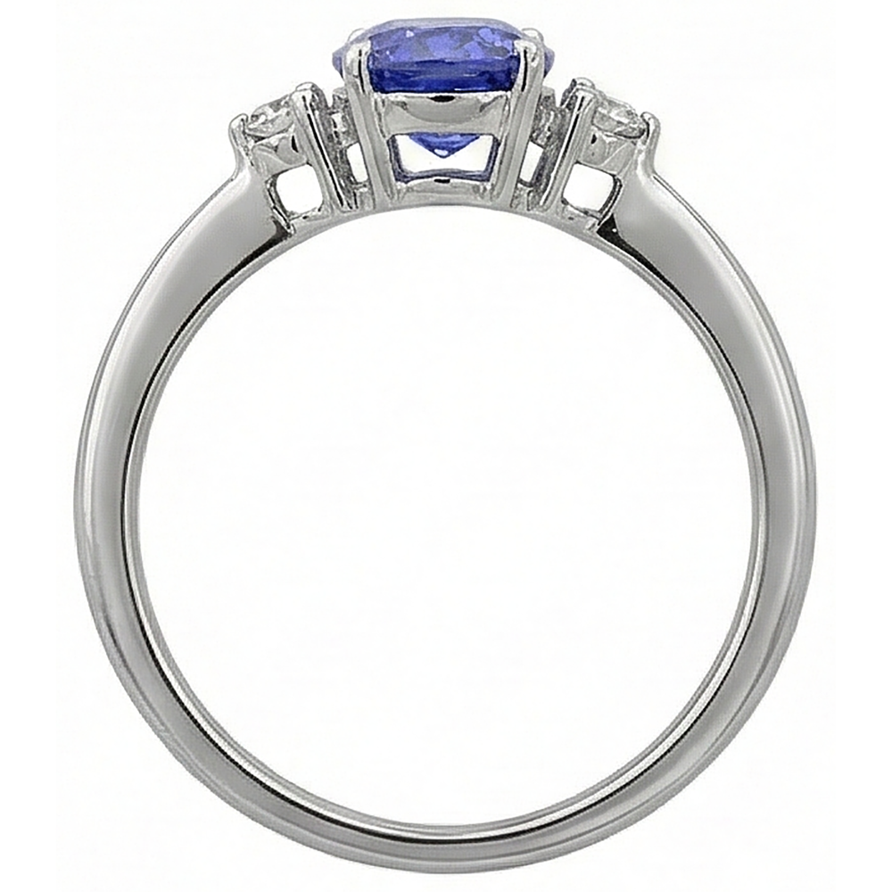 naturel oval tanzanite 1.95carats bague avec accents diamants
