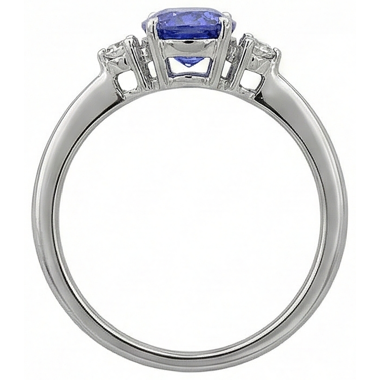 naturel oval tanzanite 1.95carats bague avec accents diamants