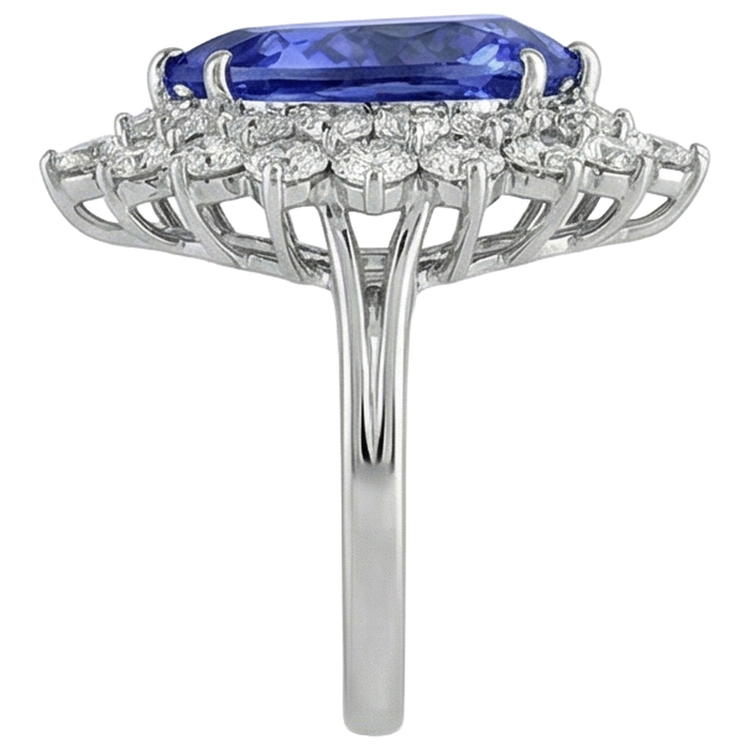 Bague Tanzanite Poire 5.75 Ct Avec Diamants Or Blanc
