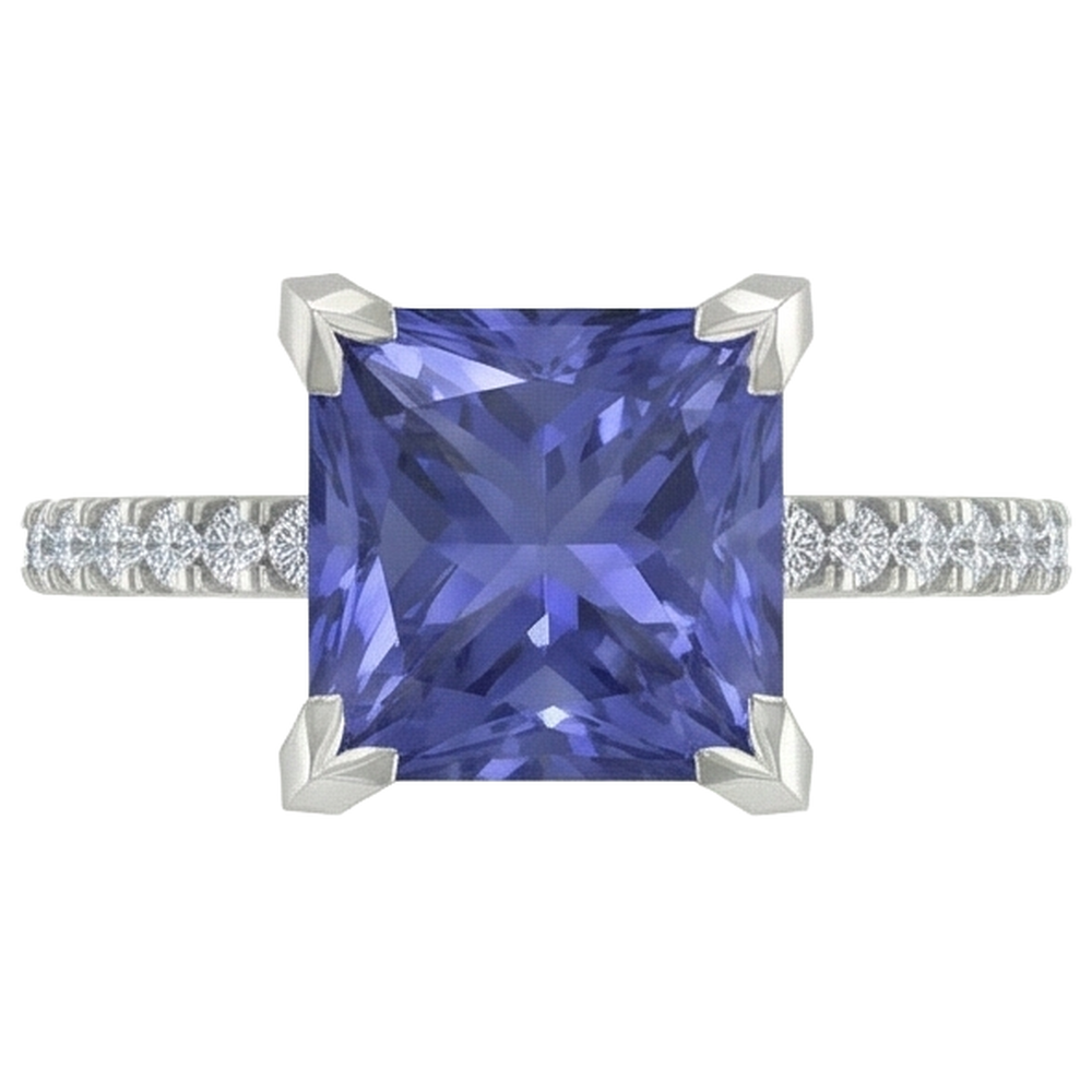 naturel tanzanite 3.80carats bague angle de côté