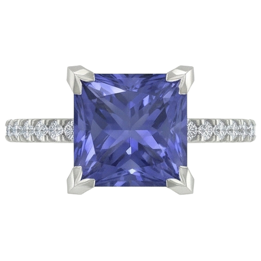 naturel tanzanite 3.80carats bague angle de côté