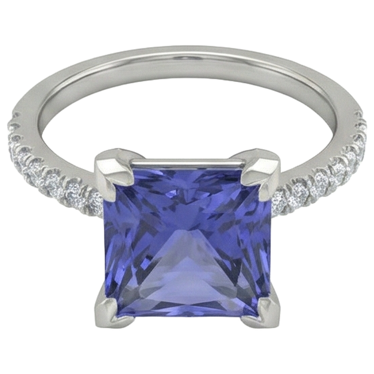naturel tanzanite 3.80carats bague détail rapproché