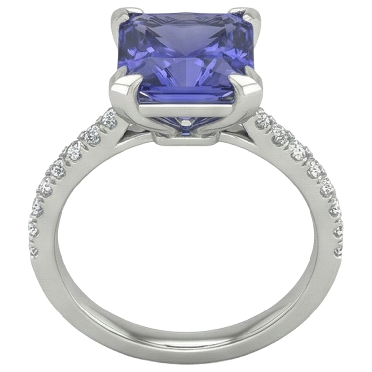 naturel tanzanite 3.80carats bague vue de dessus