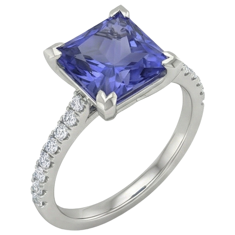 naturel tanzanite 3.80carats bague vue de profil