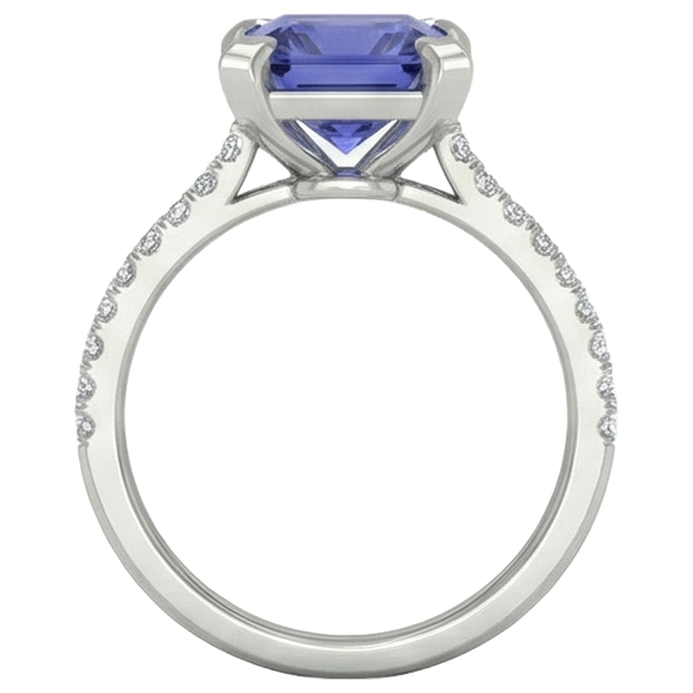 naturel tanzanite 3.80carats bague sur blanc