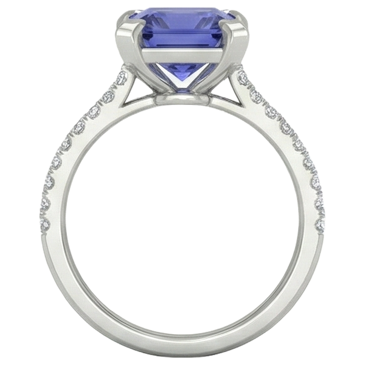 naturel tanzanite 3.80carats bague sur blanc