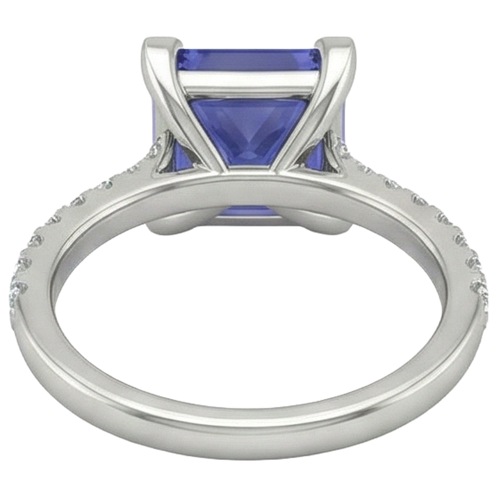 naturel tanzanite 3.80carats bague avec accents diamants