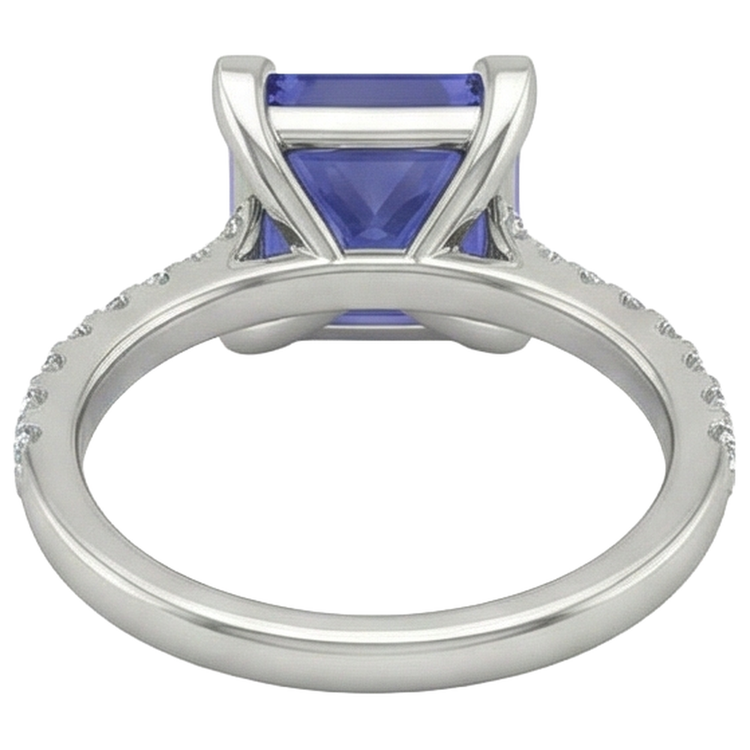 naturel tanzanite 3.80carats bague avec accents diamants