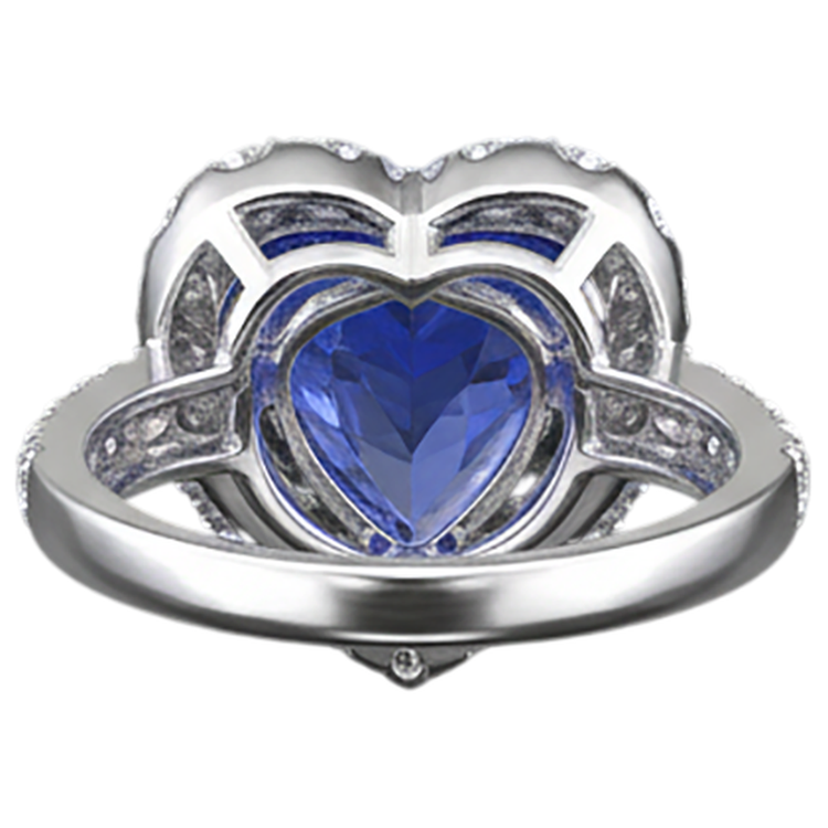 Bague Tanzanite Taille Coeur Et Diamant Naturels Extraits des Mines ( et non cultivés en laboratoire ) Rond 2.10 Ct Or 14K