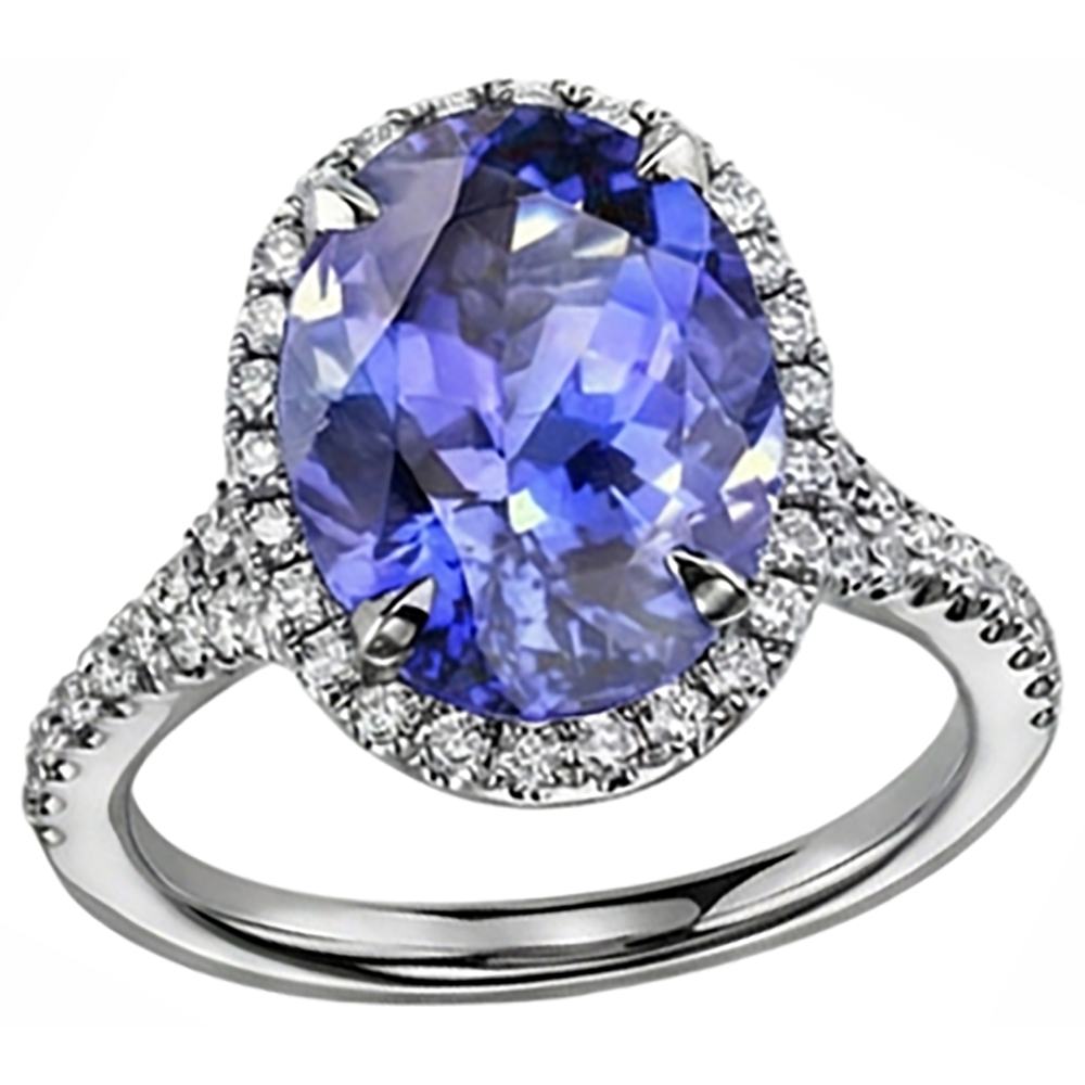 naturel oval tanzanite 6.50carats bague angle de côté