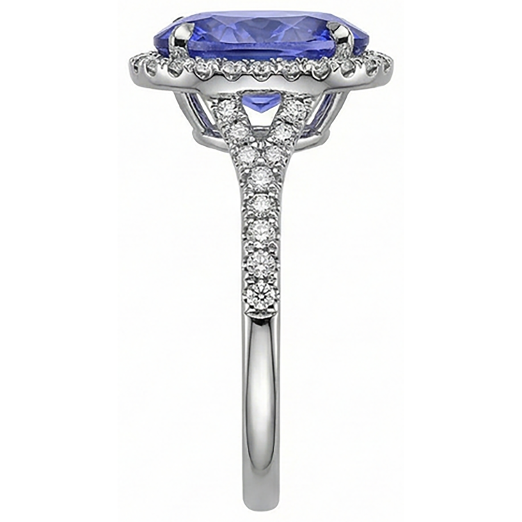 naturel oval tanzanite 6.50carats bague sur blanc