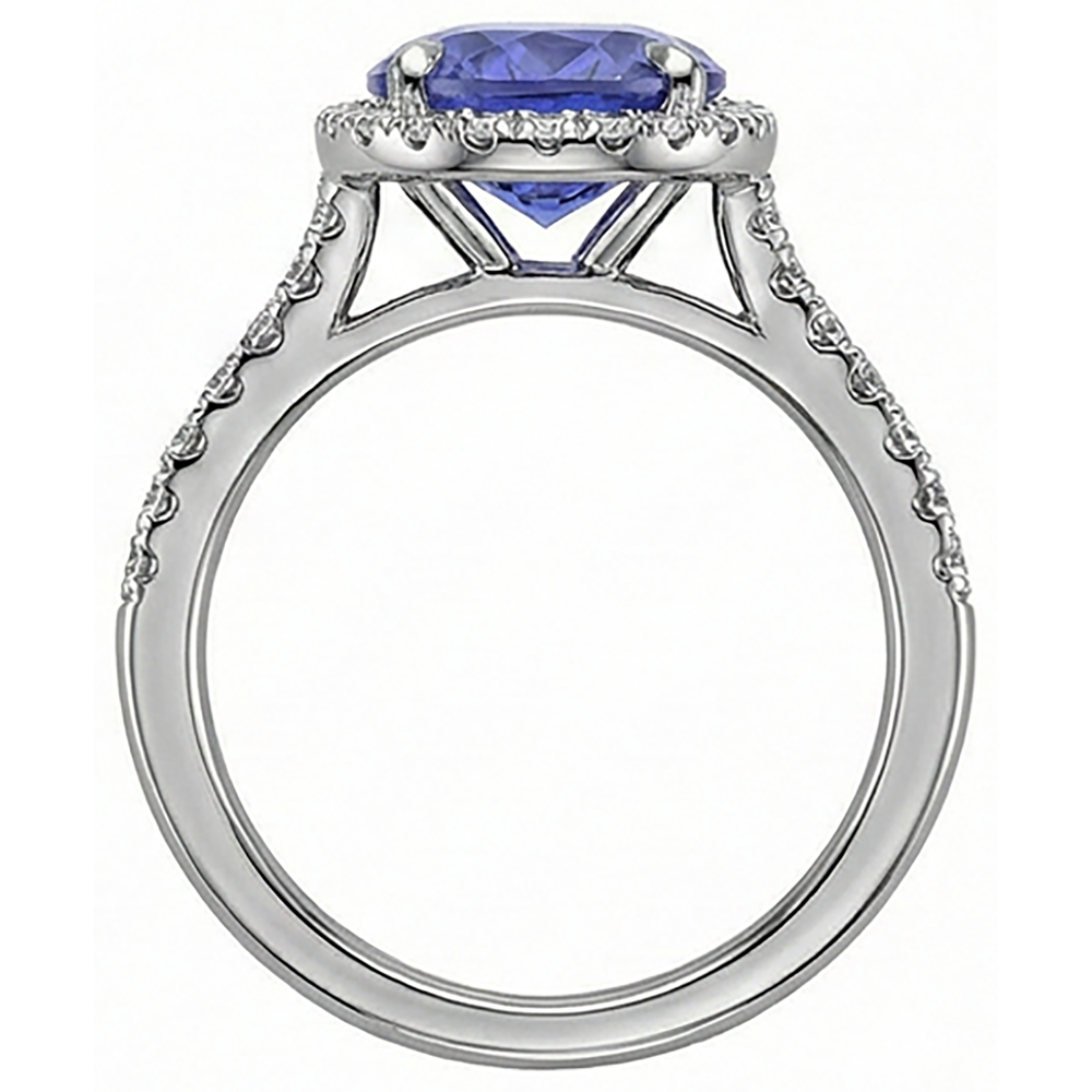 naturel oval tanzanite 6.50carats bague avec accents diamants