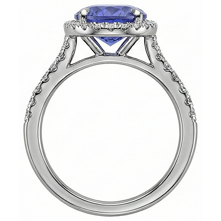 naturel oval tanzanite 6.50carats bague avec accents diamants