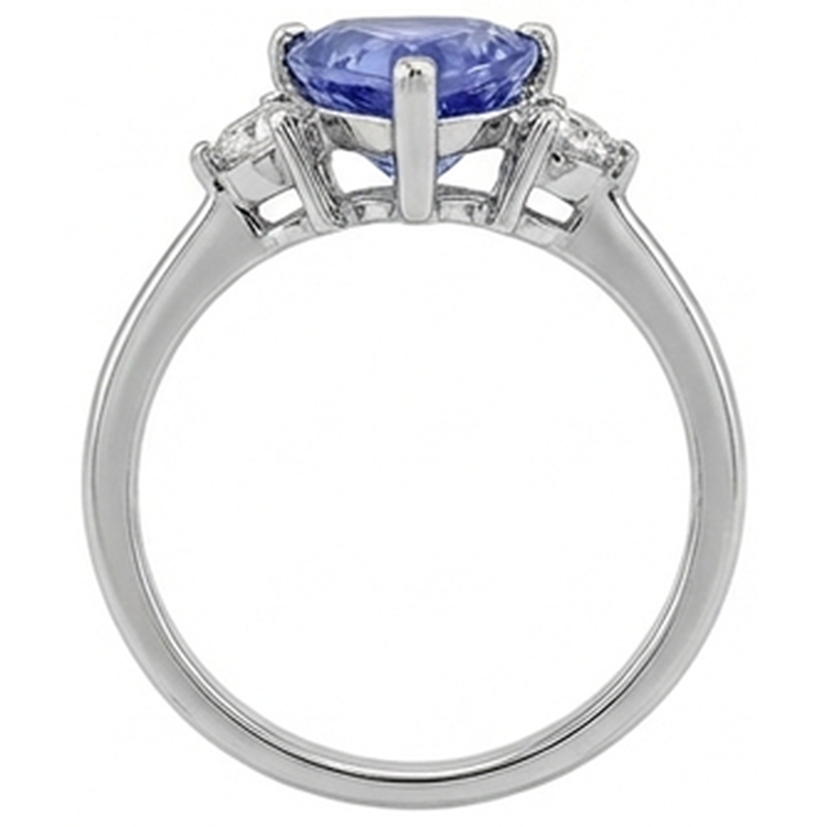 Bague Tanzanite Trois Pierres Et Diamants Naturels Extraits des Mines ( et non cultivés en laboratoire ) Ronds 4 Carats