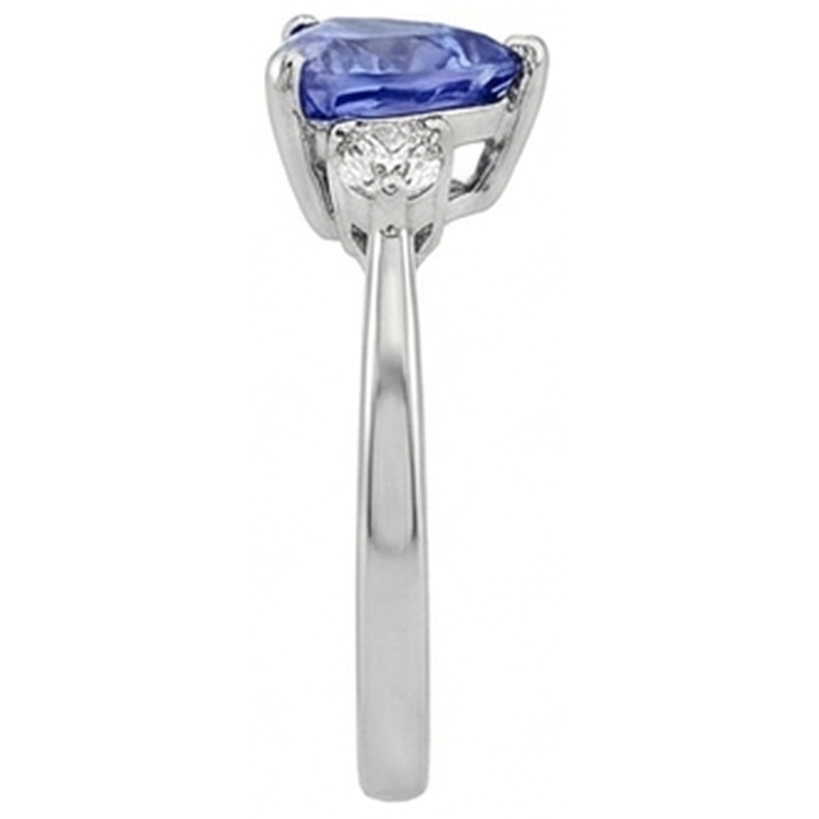 Bague Tanzanite Trois Pierres Et Diamants Naturels Extraits des Mines ( et non cultivés en laboratoire ) Ronds 4 Carats