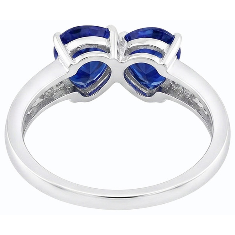 Bague Toi et Moi Coeur Ceylan Saphir Diamant Filigrane 2.25 Carats