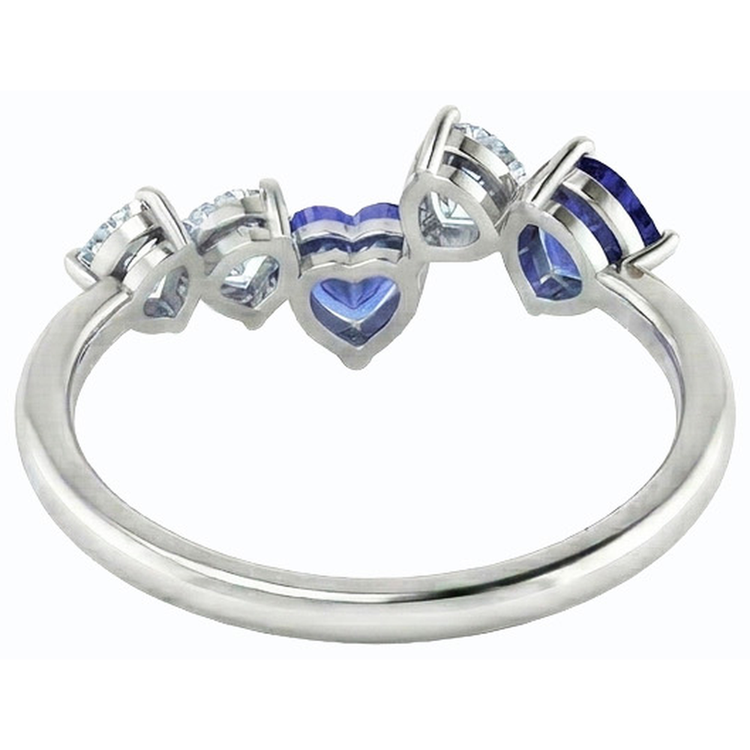 Bague Toi et Moi Coeur Diamant & Saphir 3.50 Carats Femme Bijoux