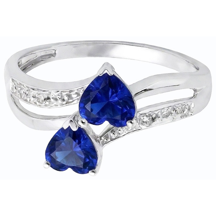 Bague Toi et Moi Coeur Gemme Ceylan Saphir Diamant 3.50 Carats