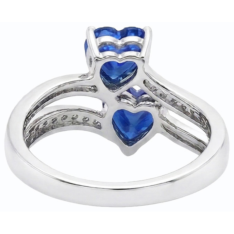 Bague Toi et Moi Coeur Gemme Ceylan Saphir Diamant 3.50 Carats