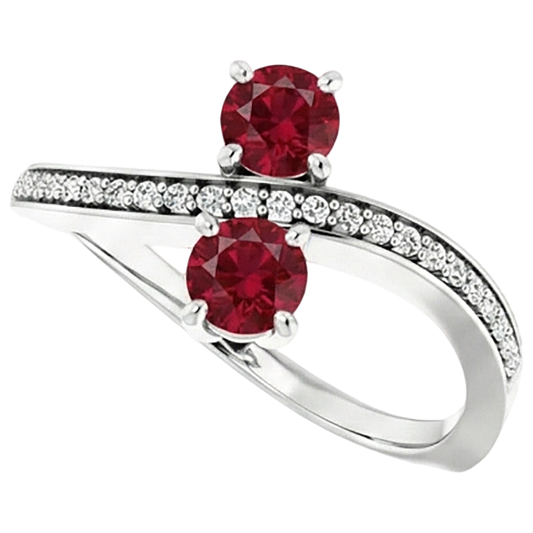 naturel round rubis 1.50carats bague angle de côté