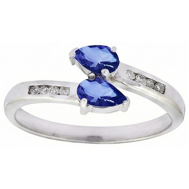 Bague Toi et Moi Poire Ceylan Saphir 2.20 Carat Diamant Naturels Extraits des Mines ( et non cultivés en laboratoire ) Or Blanc 14K