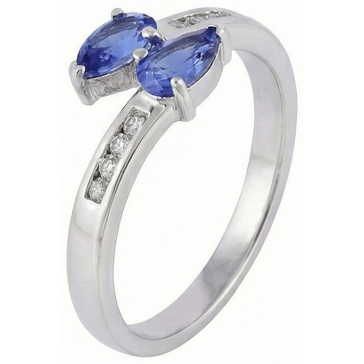 Bague Toi et Moi Poire Ceylan Saphir 2.20 Carat Diamant Naturels Extraits des Mines ( et non cultivés en laboratoire ) Or Blanc 14K