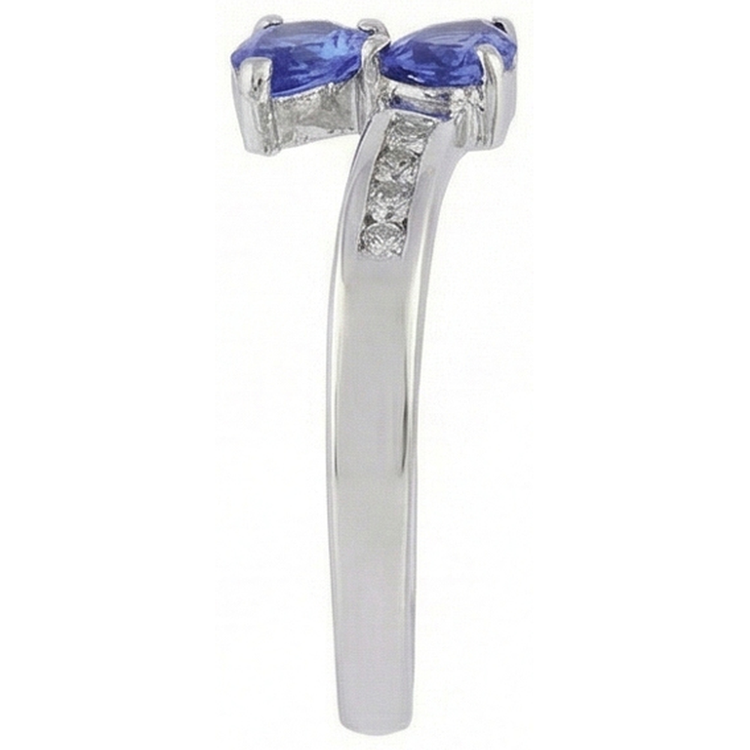 Bague Toi et Moi Poire Ceylan Saphir 2.20 Carat Diamant Naturels Extraits des Mines ( et non cultivés en laboratoire ) Or Blanc 14K