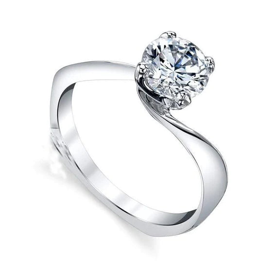 Bague Torsadée Anniversaire Réel Diamant Solitaire Coupe Ronde 2 Ct